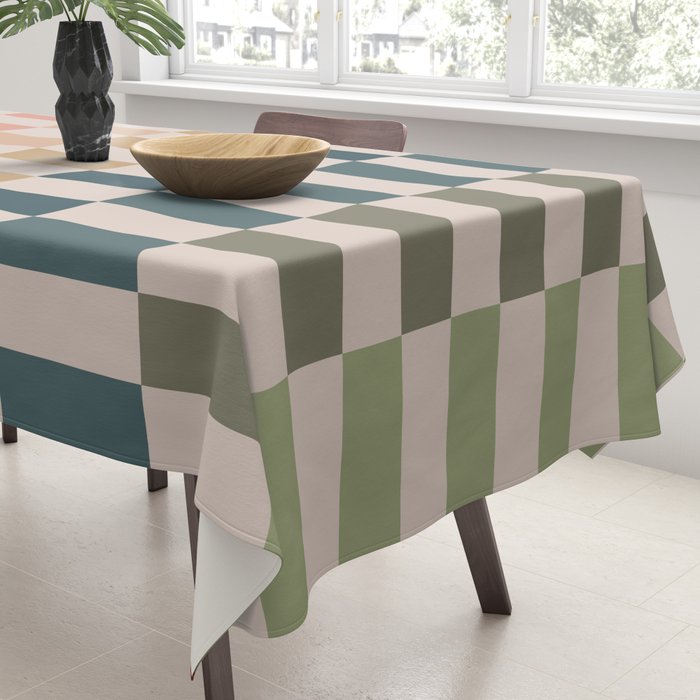 Green And Terracotta Stripes Tablecloth Gallery Image 3