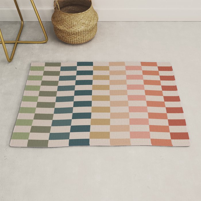 Green And Terracotta Stripes Rug Gallery Image 1