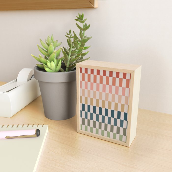 Green And Terracotta Stripes Mini Art Print Gallery Image 2