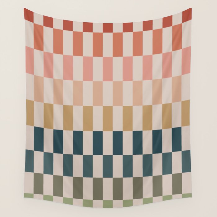 Green And Terracotta Stripes Wall Tapestry Gallery Image 4