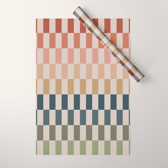 Green And Terracotta Stripes Wrapping Paper Gallery Image 1