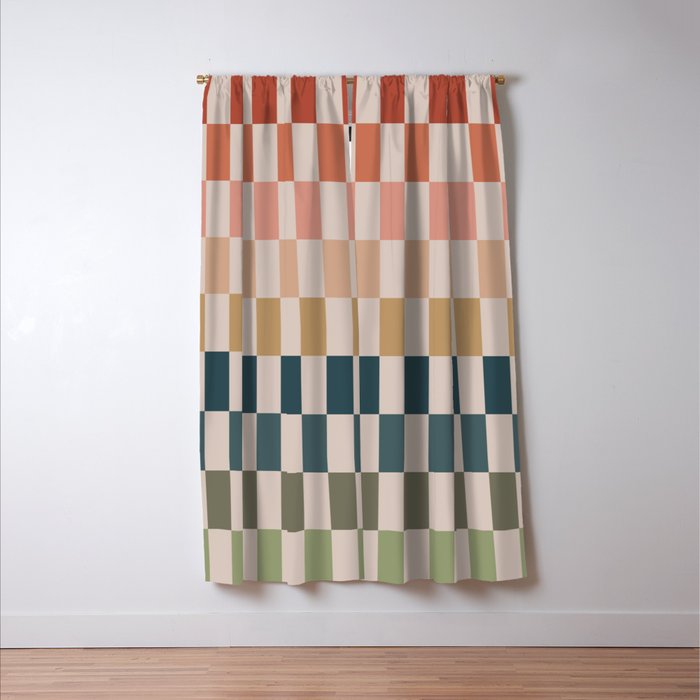 Green And Terracotta Stripes Window Curtain Gallery Image 3