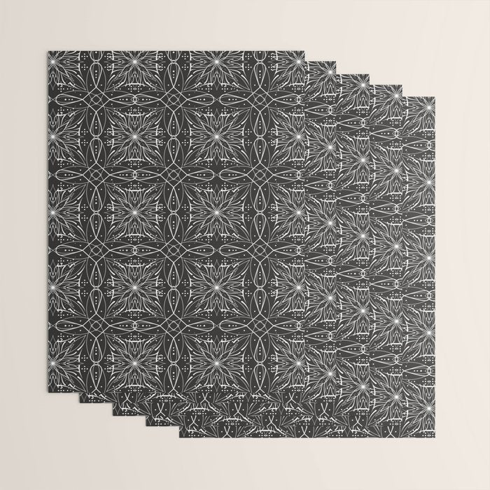 BW starry abstract mosaic A Wrapping Paper Gallery Image 3