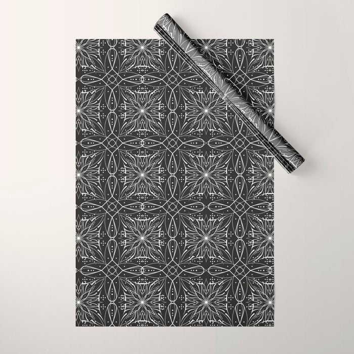 BW starry abstract mosaic A Wrapping Paper Gallery Image 1