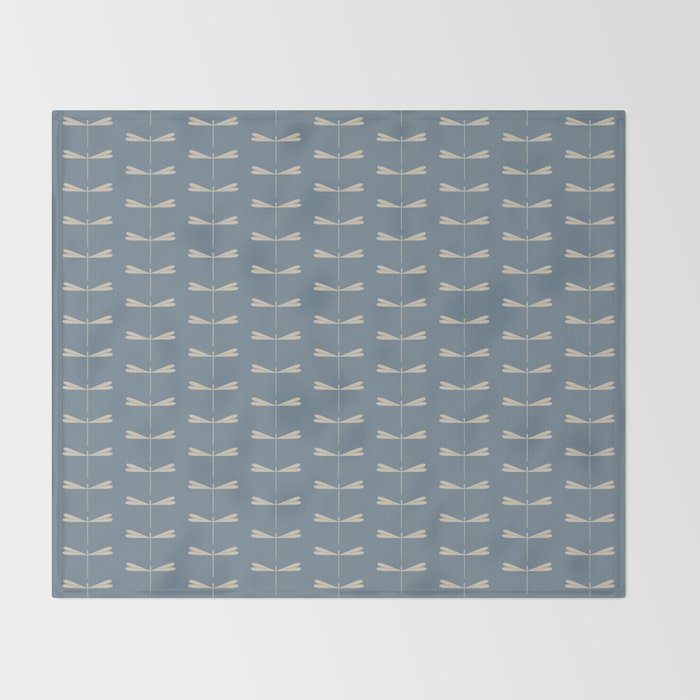 Dragonfly Pattern I Blue Throw Blanket Gallery Image 2