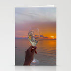CHEERS TO THE SUNSET | glass | collage | sun | summer | sky | nature | happy | weekend | positive Stationery Card Gallery Image 2