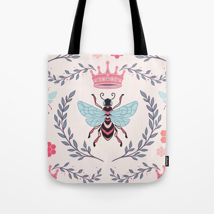 Queen Bee - Coral Pink Tote Bag Gallery Image 1