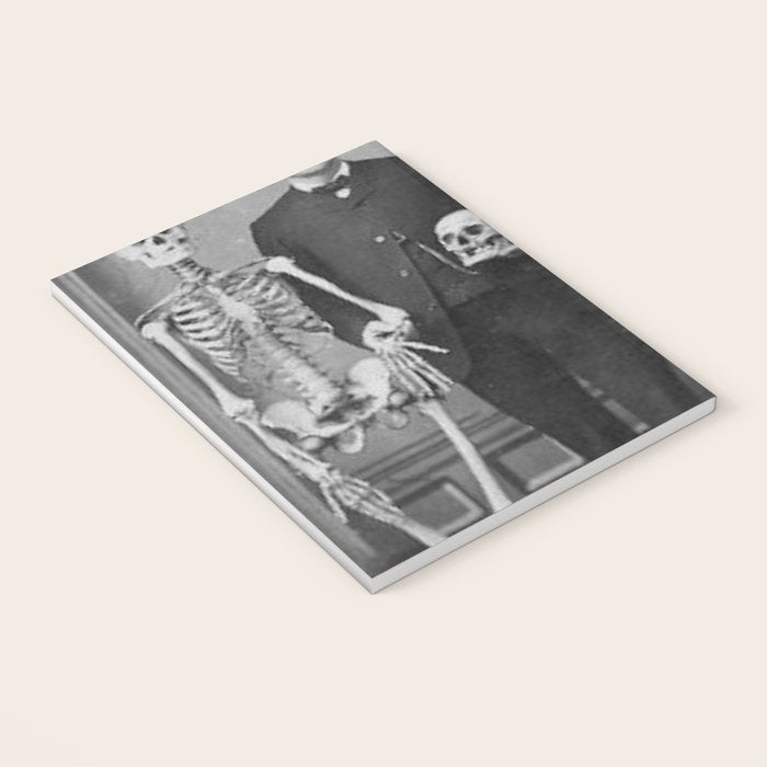 Edgar Allan Poe with Skull and Skeleton macabre black and white photograph Notebook Gallery Image 3