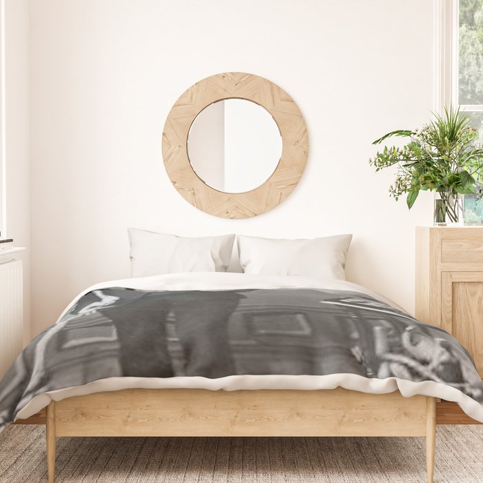 Edgar Allan Poe with Skull and Skeleton macabre black and white photograph Duvet Cover Gallery Image 3