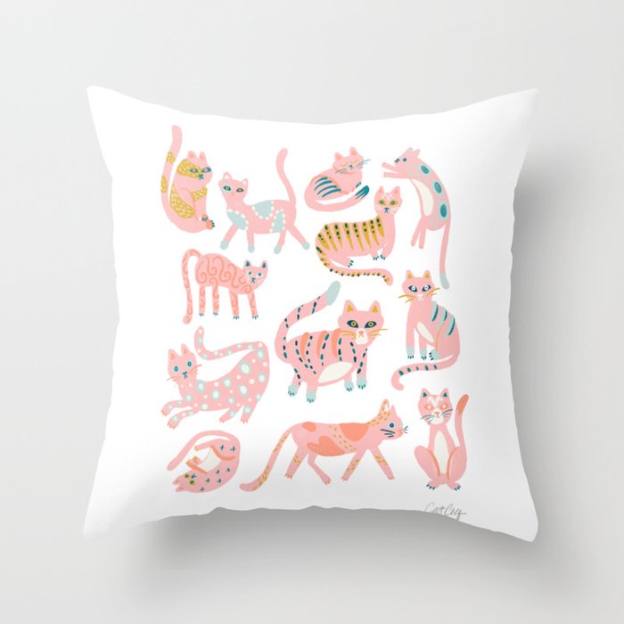 KittyKats - Pink Palette Throw Pillow Gallery Image 1