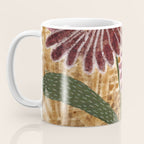 Daisies in Country Field Painting in Burgundy Red Coffee Mug Gallery Image 3
