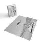 Steady As She Goes; aircraft coming in for an island landing black and white photography- photographs Jigsaw Puzzle Gallery Image 2