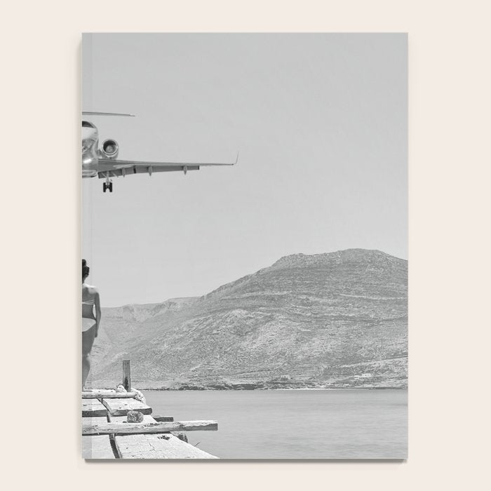 Steady As She Goes; aircraft coming in for an island landing black and white photography- photographs Notebook Gallery Image 4