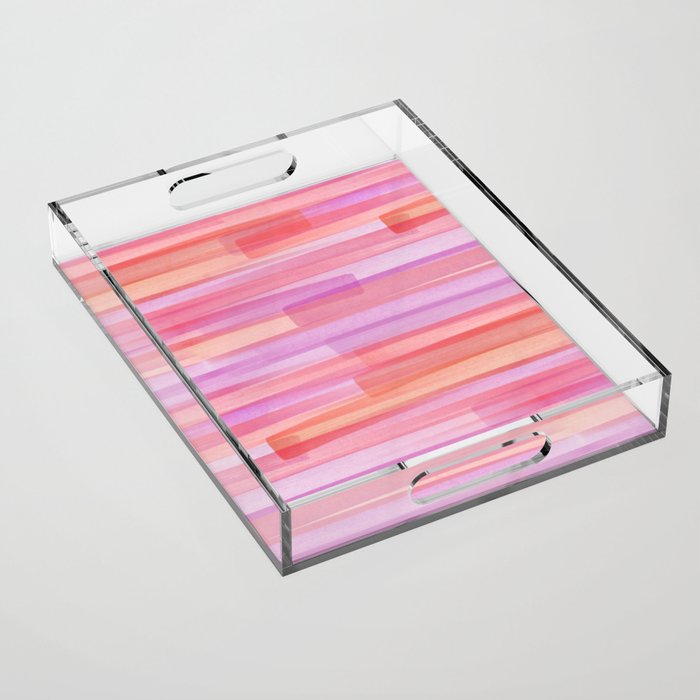 Abstract Watercolor Waves in Pink Sunset Acrylic Tray Gallery Image 1
