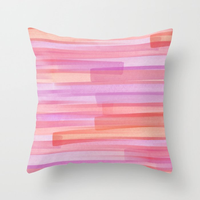 Abstract Watercolor Waves in Pink Sunset Throw Pillow Gallery Image 1