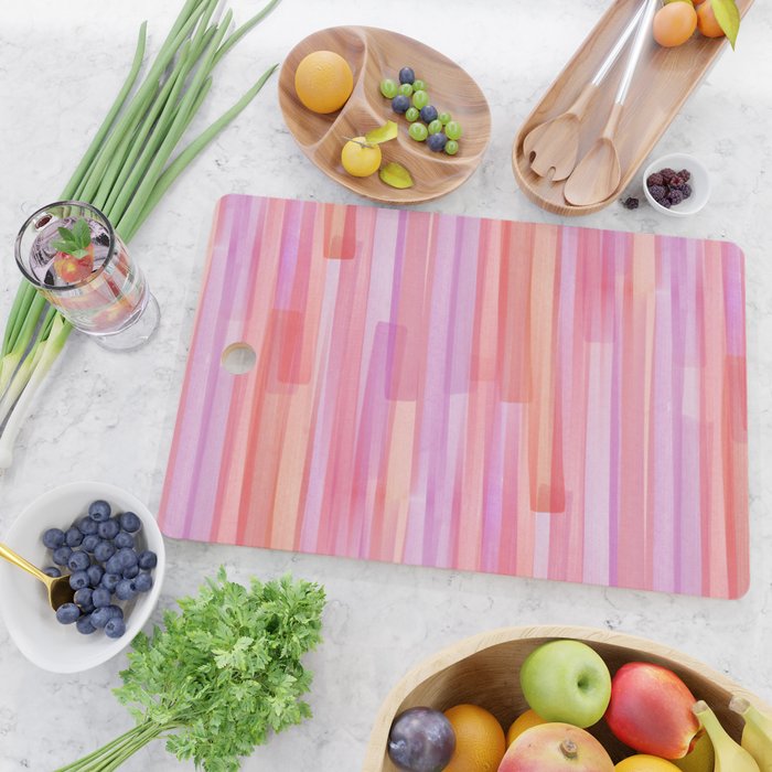 Abstract Watercolor Waves in Pink Sunset Cutting Board Gallery Image 2