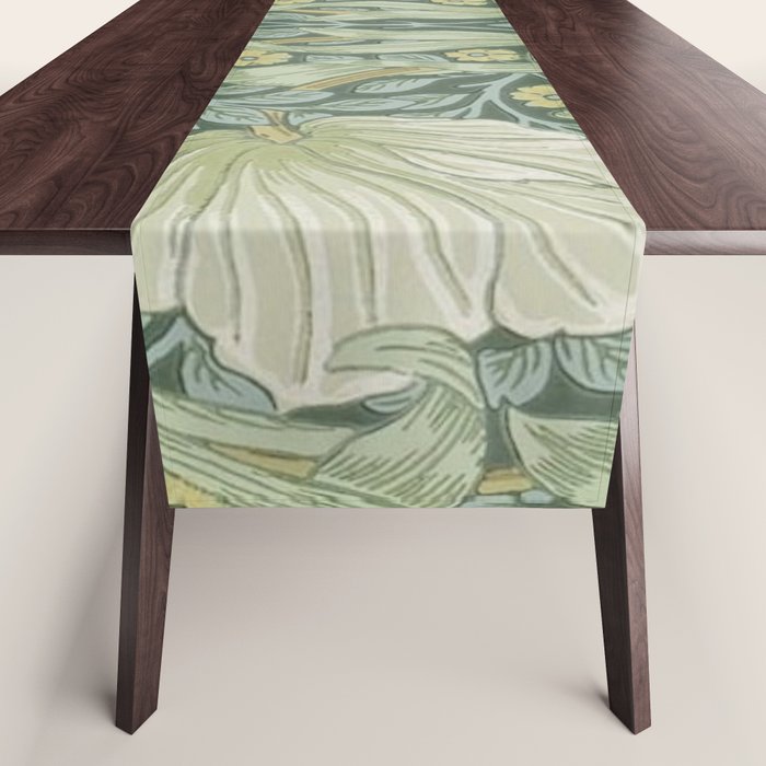 William Morris Vintage Pimpernel Privet Slate Mint Green Table Runner Gallery Image 1