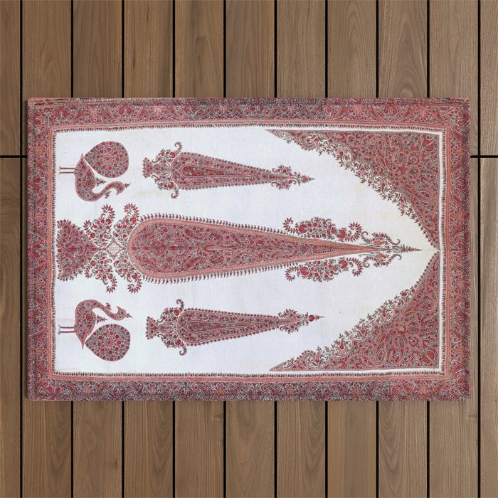 Kerman South Persian Embroidery Print Outdoor Rug Gallery Image 1