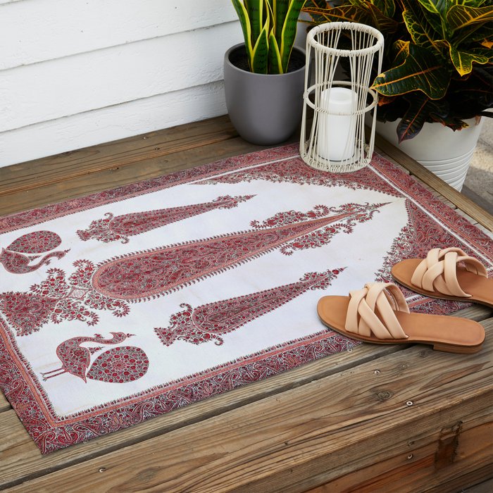Kerman South Persian Embroidery Print Outdoor Rug Gallery Image 2