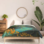 Magical Dark Fantasy Forest Woodblock Comforter Gallery Image 3