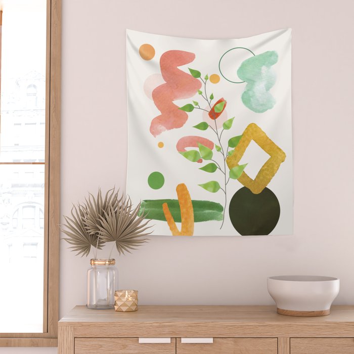 Modern Abstract Watercolour Art II Wall Tapestry Gallery Image 2