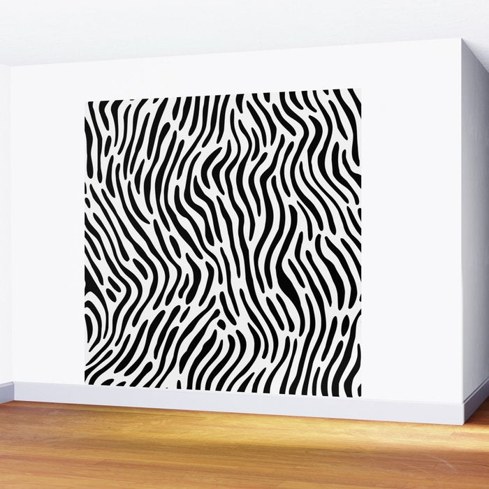 Black and white zebra stripe print art pattern Wall Mural Gallery Image 2
