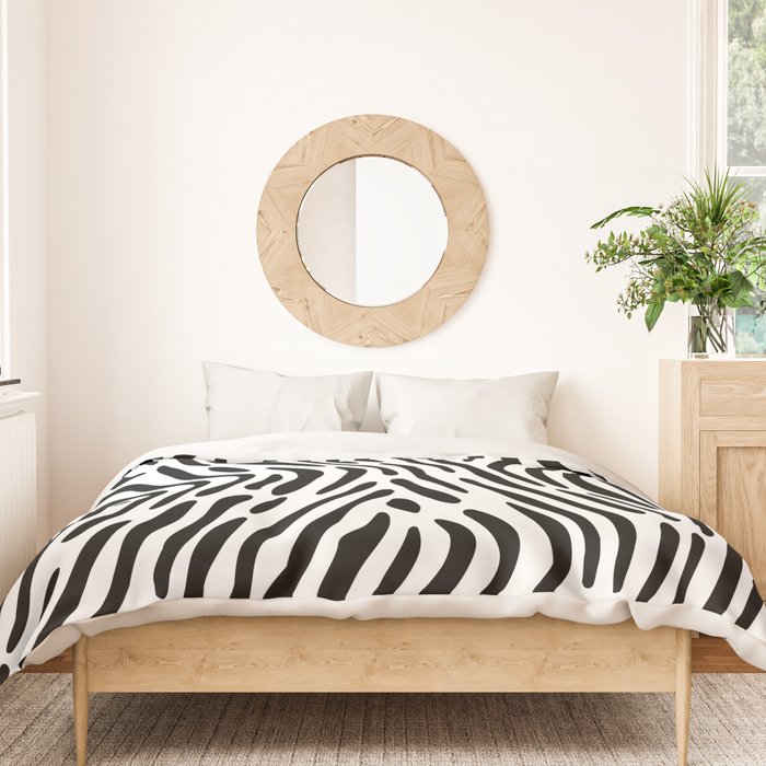 Black and white zebra stripe print art pattern Duvet Cover Gallery Image 3