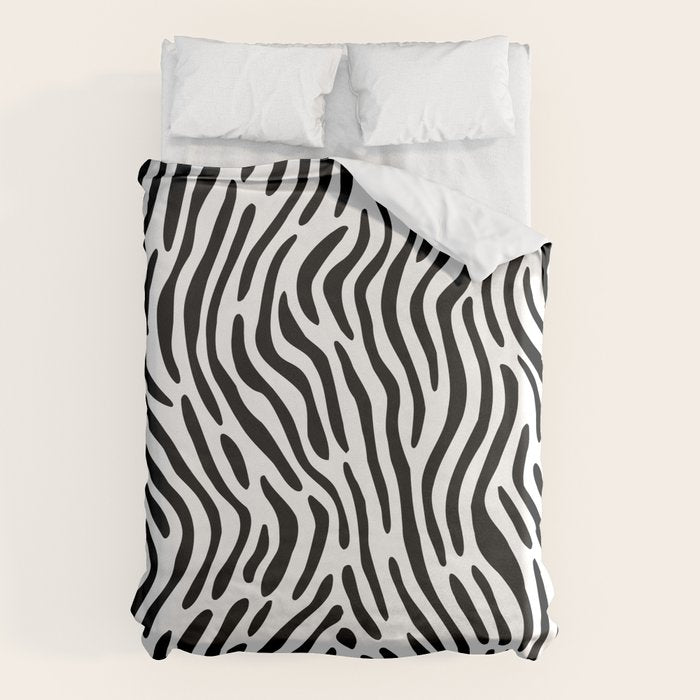 Black and white zebra stripe print art pattern Duvet Cover Gallery Image 1