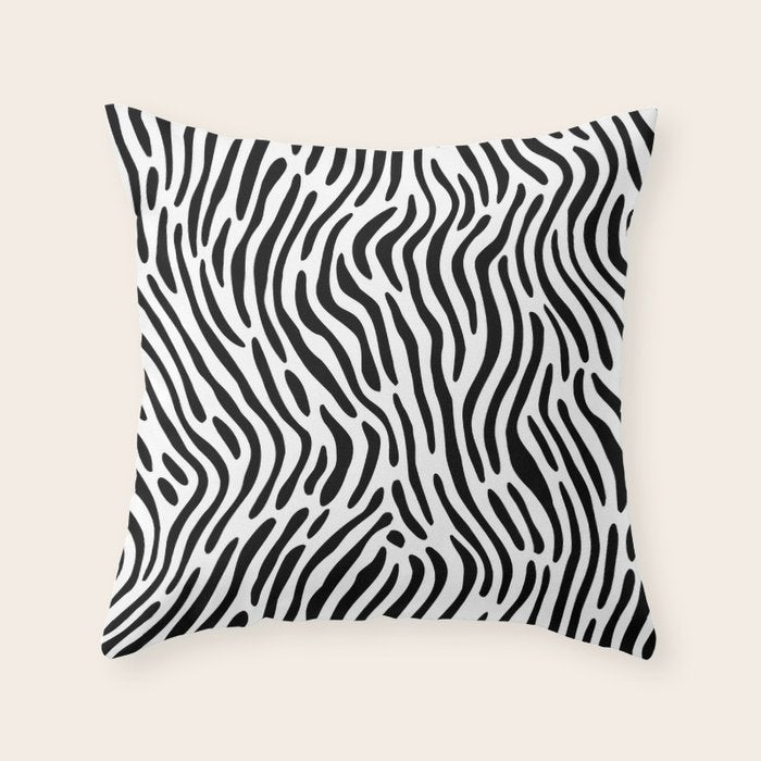 Black and white zebra stripe print art pattern Throw Pillow Gallery Image 1