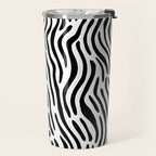 Black and white zebra stripe print art pattern Travel Mug Gallery Image 2