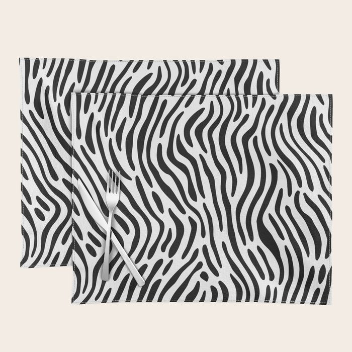 Black and white zebra stripe print art pattern Placemat Gallery Image 1