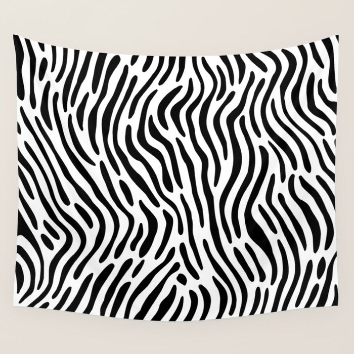 Black and white zebra stripe print art pattern Wall Tapestry Gallery Image 4