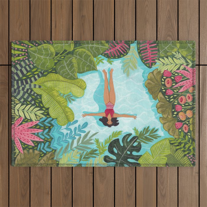 Floating in the sea in bright colours Outdoor Rug Gallery Image 1