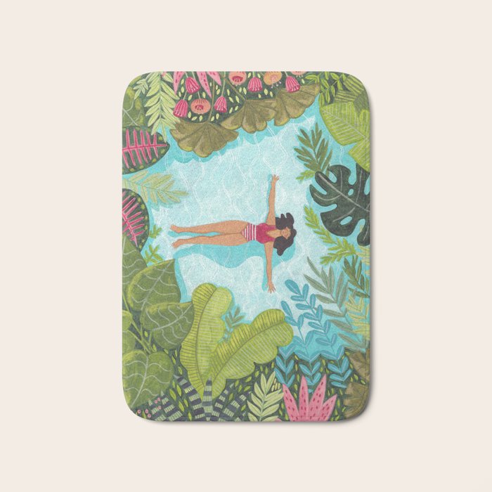 Floating in the sea in bright colours Bath Mat Gallery Image 1