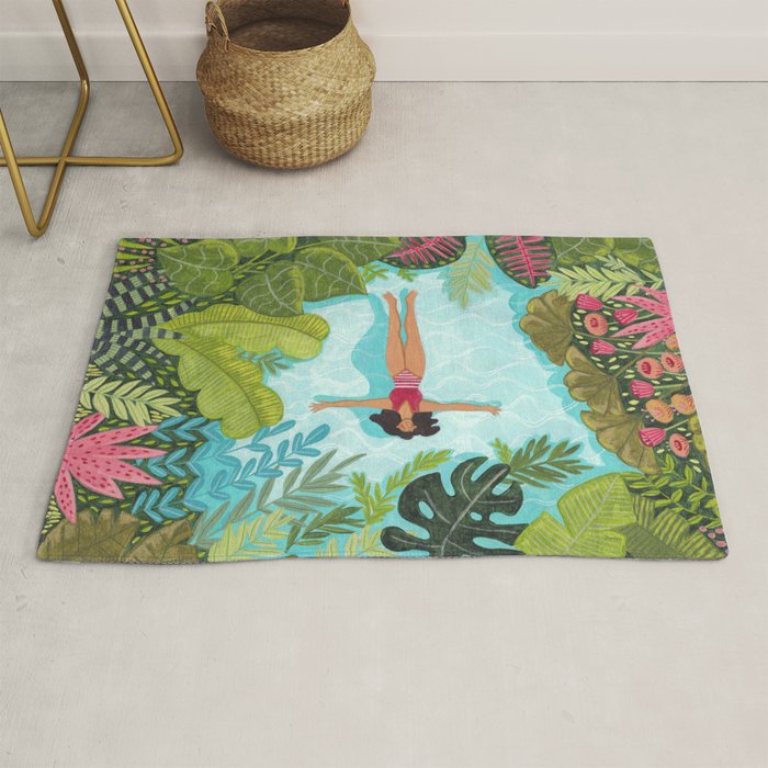 Floating in the sea in bright colours Rug Gallery Image 1