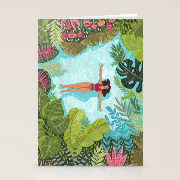 Floating in the sea in bright colours Stationery Card Gallery Image 1