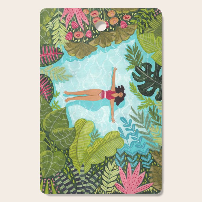 Floating in the sea in bright colours Cutting Board Gallery Image 1
