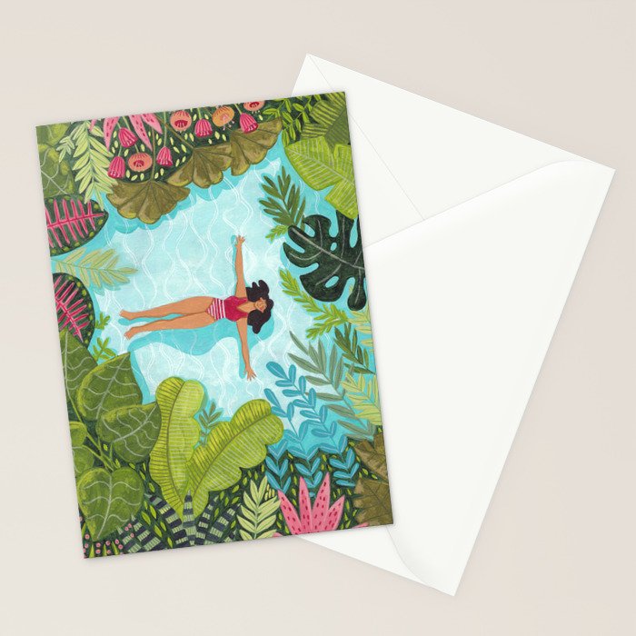 Floating in the sea in bright colours Stationery Card Gallery Image 2