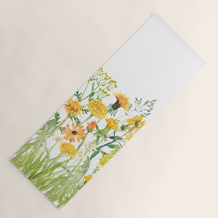 Yellow Scandinavian Wildflowers  Meadow  Yoga Mat Gallery Image 1