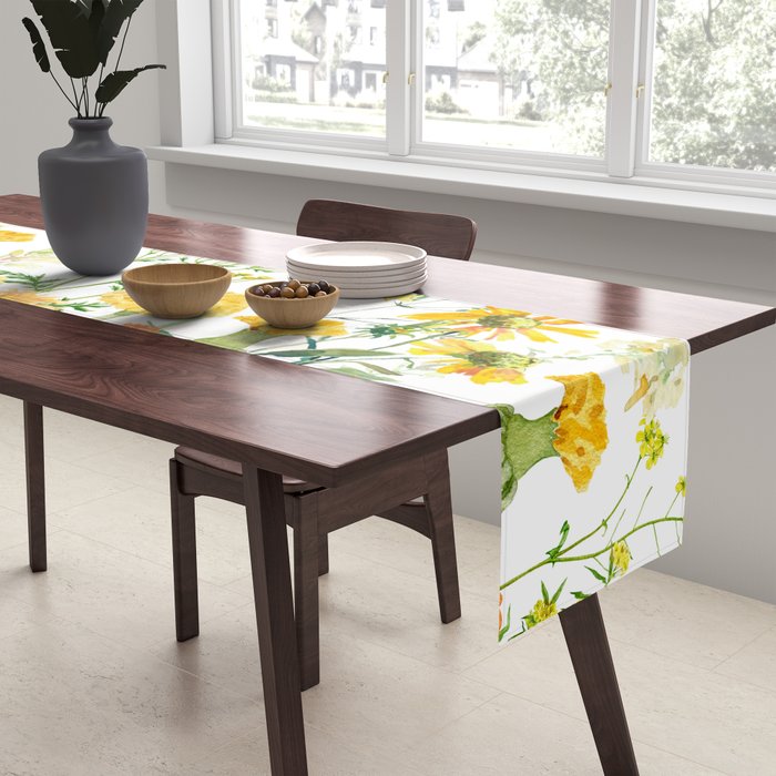Yellow Scandinavian Wildflowers  Meadow  Table Runner Gallery Image 2