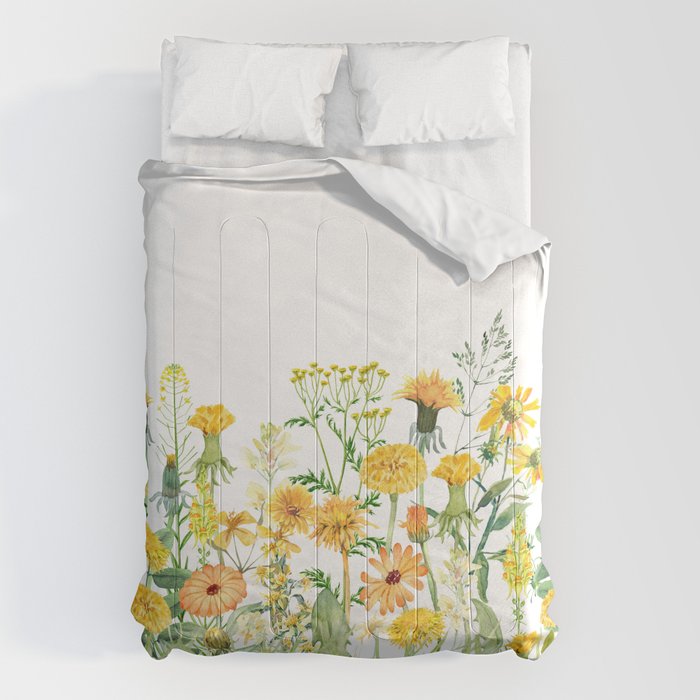 Yellow Scandinavian Wildflowers  Meadow  Comforter Gallery Image 1