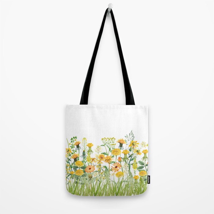 Yellow Scandinavian Wildflowers  Meadow  Tote Bag Gallery Image 2