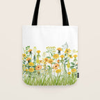 Yellow Scandinavian Wildflowers  Meadow  Tote Bag Gallery Image 1
