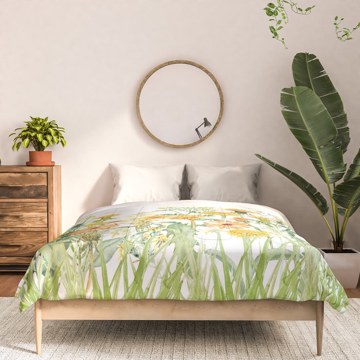 Yellow Scandinavian Wildflowers  Meadow  Comforter Gallery Image 3