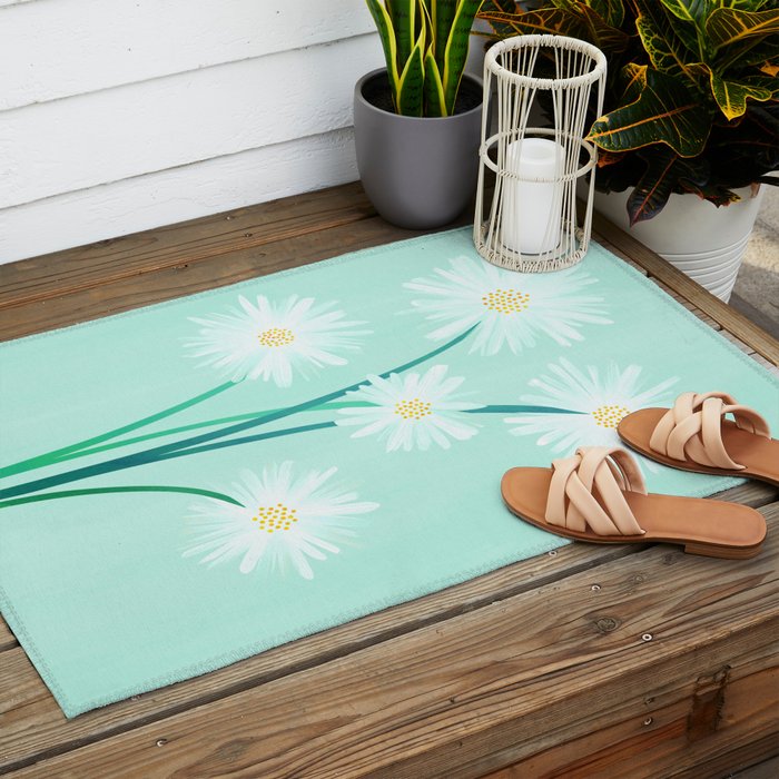 Mint Wildflower Bouquet Outdoor Rug Gallery Image 2