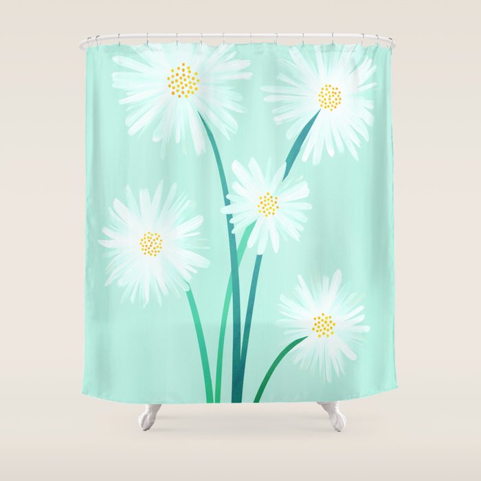 Mint Wildflower Bouquet Shower Curtain Gallery Image 1
