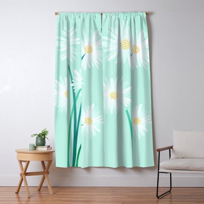 Mint Wildflower Bouquet Window Curtain Gallery Image 1