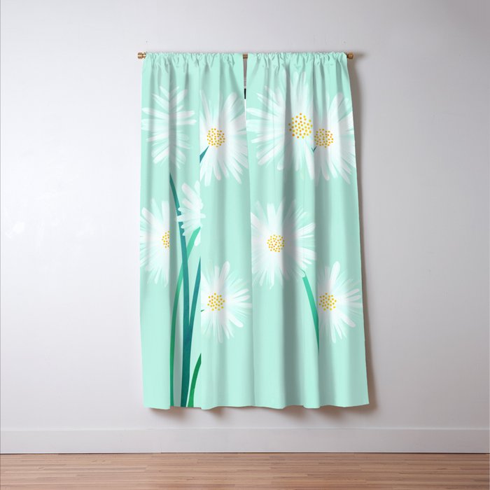 Mint Wildflower Bouquet Window Curtain Gallery Image 3