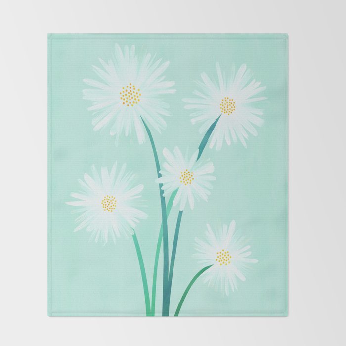 Mint Wildflower Bouquet Throw Blanket Gallery Image 2