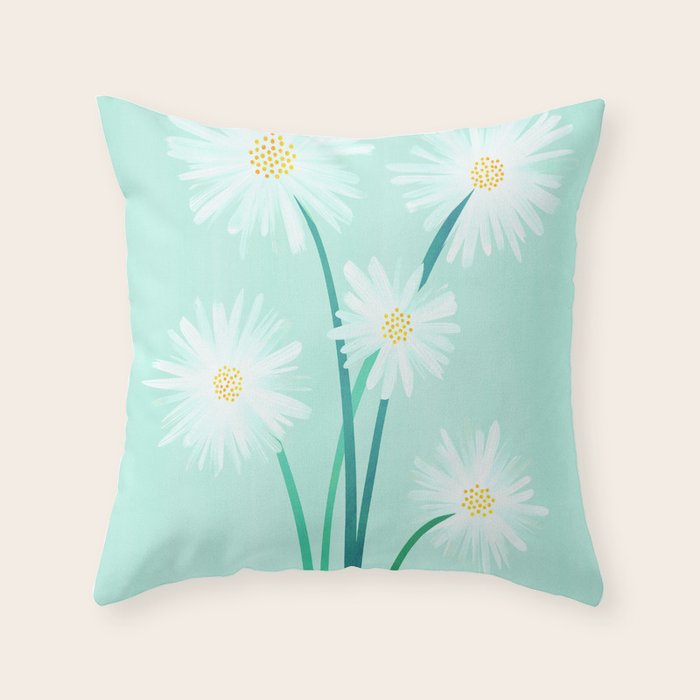 Mint Wildflower Bouquet Throw Pillow Gallery Image 6